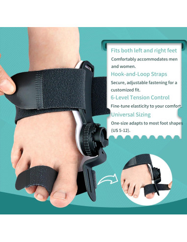 Corrector de Juanetes Veook Ajustable Negro para Alivio de Hallux Valgus