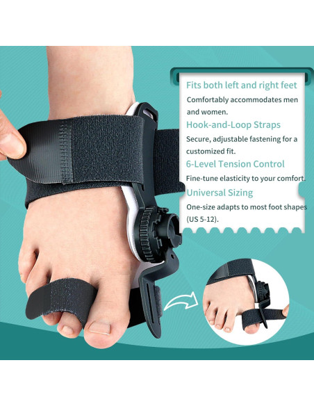 Corrector de Juanetes Veook Ajustable Negro para Alivio de Hallux Valgus