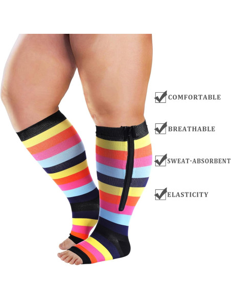 Calcetines de Compresión Abodhu Plus Size 15-20mmHg con Cremallera