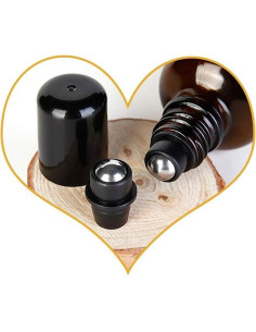 3 Botellas de Vidrio Ámbar 20ml con Bola de Acero Inoxidable 2