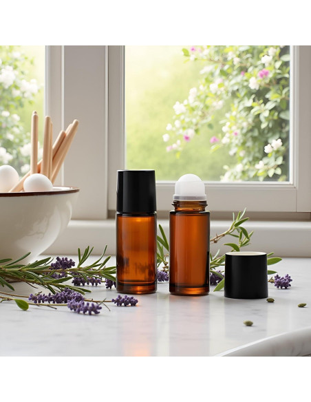 2 Botellas de Vidrio Marrón 30ml con Rodillo Galepromot