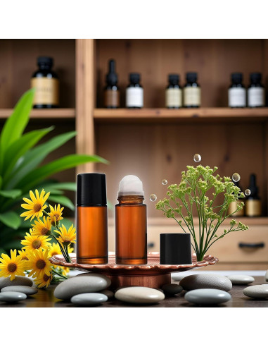 2 Botellas de Vidrio Marrón 30ml con Rodillo Galepromot