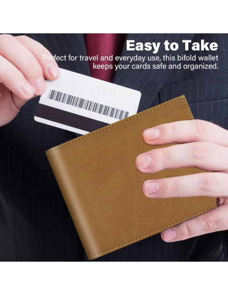 Billetera Bifold de Cuero Premium FORYEE con 12 Compartimentos