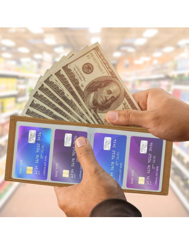 Billetera Bifold de Cuero Premium FORYEE con 12 Compartimentos