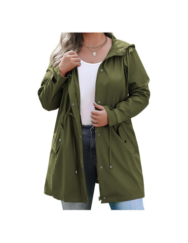 Chaqueta de Lluvia Impermeable IN'VOLAND Talla Grande Verde Militar