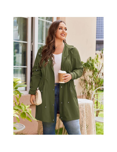 Chaqueta de Lluvia Impermeable IN'VOLAND Talla Grande Verde Militar