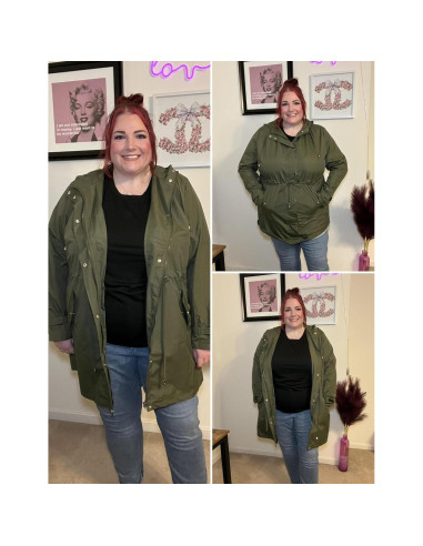 Chaqueta de Lluvia Impermeable IN'VOLAND Talla Grande Verde Militar