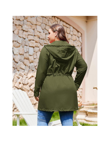 Chaqueta de Lluvia Impermeable IN'VOLAND Talla Grande Verde Militar