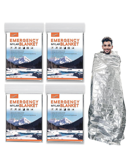 4 Mantas Térmicas de Emergencia Mylar CPOMIENI 210 x 157 cm