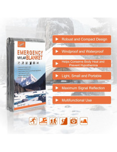 4 Mantas Térmicas de Emergencia Mylar CPOMIENI 210 x 157 cm 2