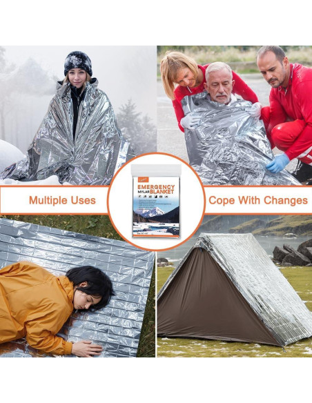 4 Mantas Térmicas de Emergencia Mylar CPOMIENI 210 x 157 cm