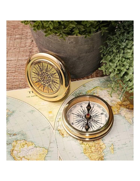 Brújula de Bronce Antiguo con Poema de Robert Frost - Regalo Inspirador