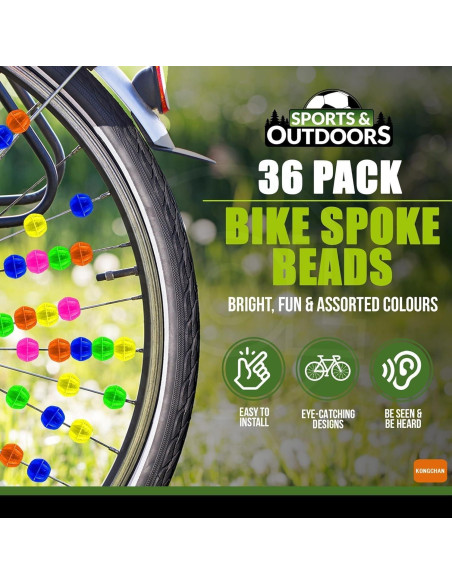 36 Perlas de Plástico para Radios de Bicicleta Kongchan Multicolor