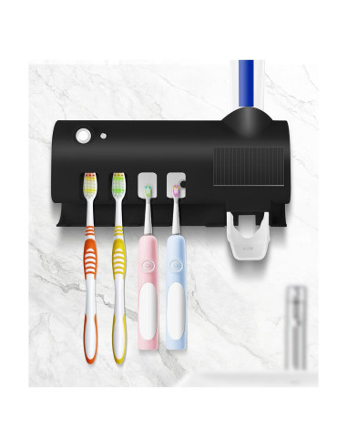Soporte de Cepillo de Dientes y Dispensador RWSEFK Negro