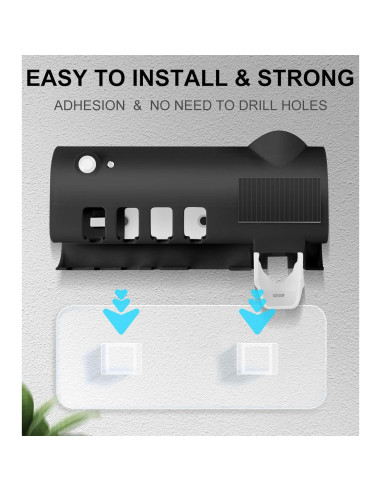 Soporte de Cepillo de Dientes y Dispensador RWSEFK Negro