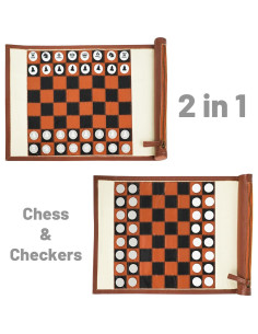 Juego de Ajedrez y Damas YOBRO 2 en 1 Plegable Viaje 2