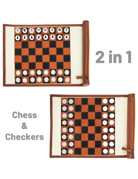 Juego de Ajedrez y Damas YOBRO 2 en 1 Plegable Viaje