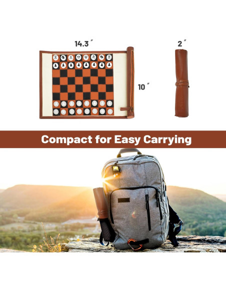 Juego de Ajedrez y Damas YOBRO 2 en 1 Plegable Viaje