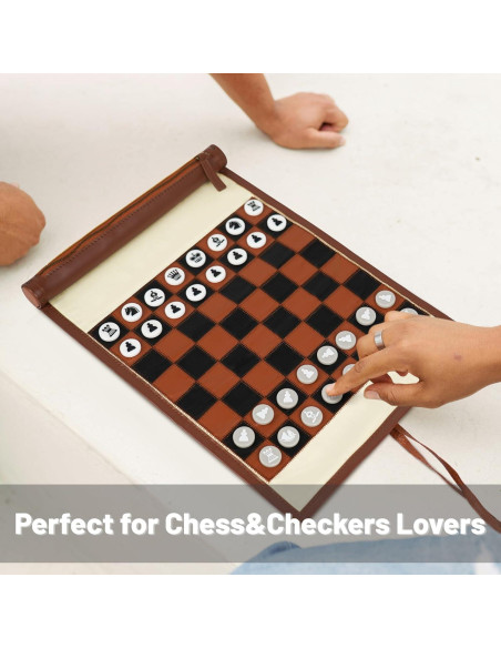 Juego de Ajedrez y Damas YOBRO 2 en 1 Plegable Viaje