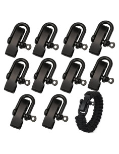 10 Hebillas de Acero Inoxidable Samlee U Ajustables Negras