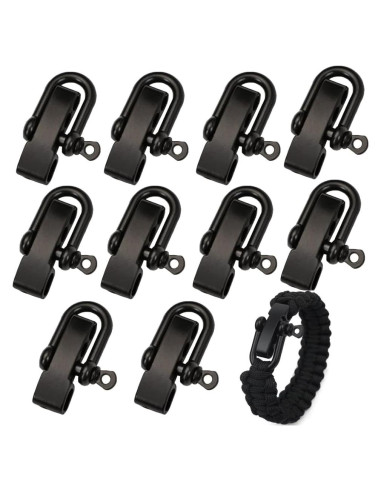 10 Hebillas de Acero Inoxidable Samlee U Ajustables Negras