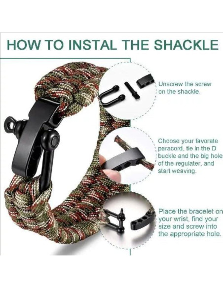 10 Hebillas de Acero Inoxidable Samlee U Ajustables Negras