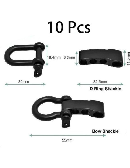 10 Hebillas de Acero Inoxidable Samlee U Ajustables Negras