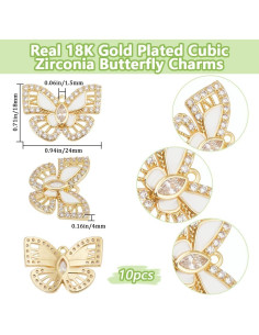 Beebeecraft 10 Encantos de Mariposa Baño de Oro 18K DIY 2