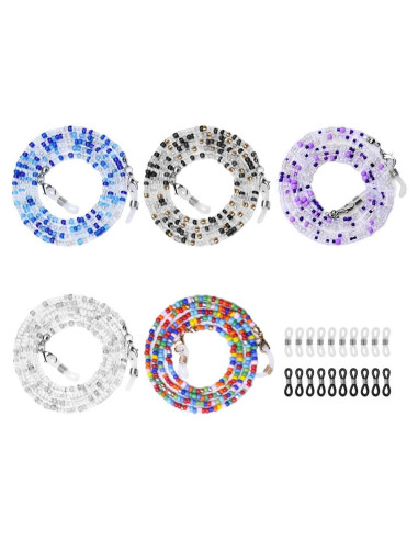 Cadena para Gafas 5 Piezas Antideslizantes con Ganchos