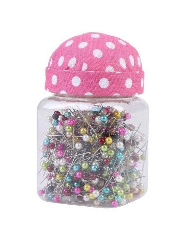 Alfileres de Coser Hilitand 500 Pcs con Almohadilla Rosa