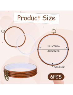 Juego de 6 Aros de Bordado de Madera 21cm para DIY 2