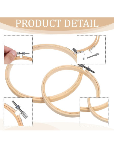 Aros de Bordado de Bambú 4" y 6" - 2 Pcs Ajustables