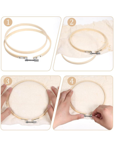 Aros de Bordado de Bambú 4" y 6" - 2 Pcs Ajustables