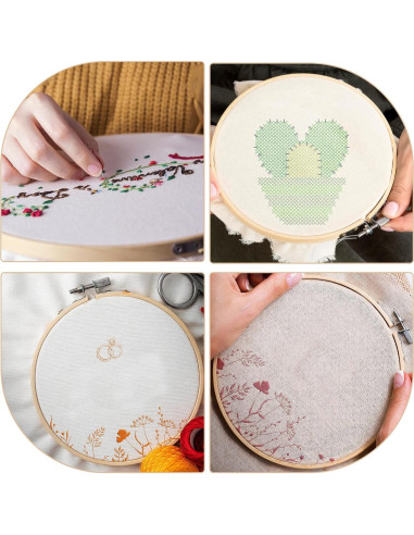 Aros de Bordado de Bambú 4" y 6" - 2 Pcs Ajustables