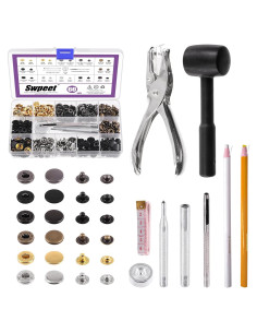 Kit de Sujetadores de Botón de Cuero Swpeet 60 Conjuntos 12.5mm
