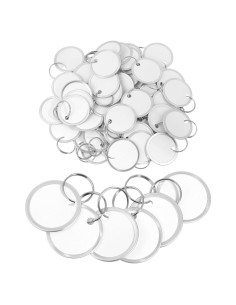 50 Etiquetas de Llave de Metal Fyntave 3 cm Redondas Blancas