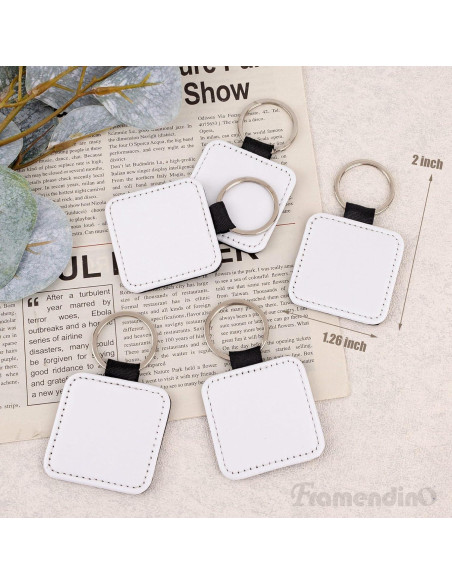 Llaveros de Cuero PU para Sublimación Framendino - 8 Unidades