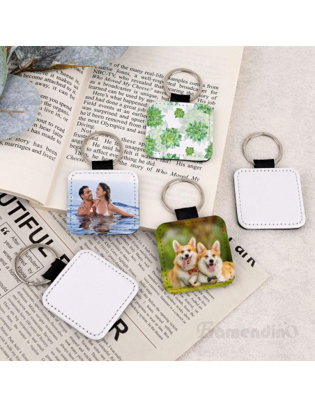 Llaveros de Cuero PU para Sublimación Framendino - 8 Unidades