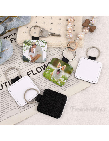 Llaveros de Cuero PU para Sublimación Framendino - 8 Unidades