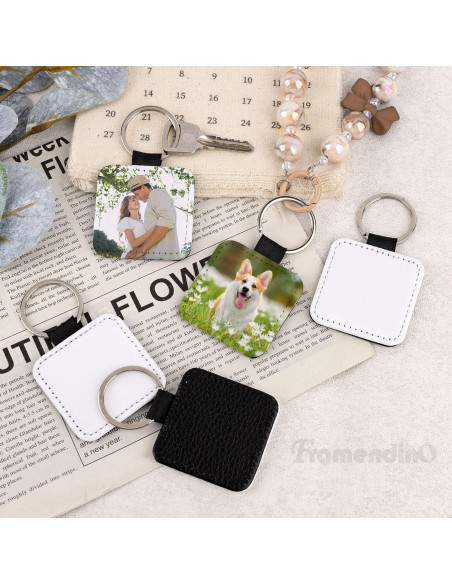 Llaveros de Cuero PU para Sublimación Framendino - 8 Unidades