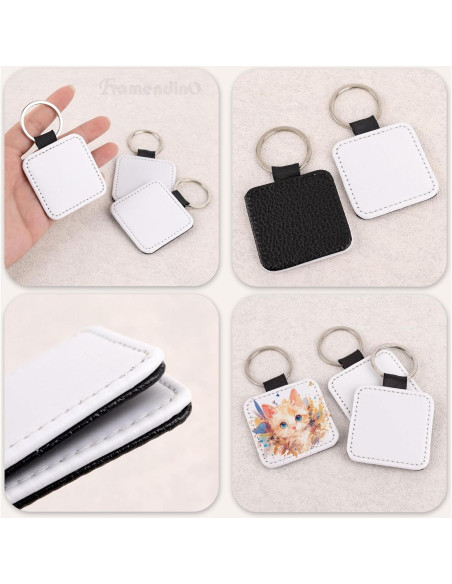 Llaveros de Cuero PU para Sublimación Framendino - 8 Unidades