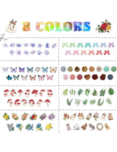 8 Rollos de Cinta Washi Vintage BROVITI para DIY y Scrapbooking