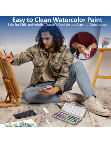 Juego de Pinturas Acuareladas Flynxo - 50 Colores Brillantes