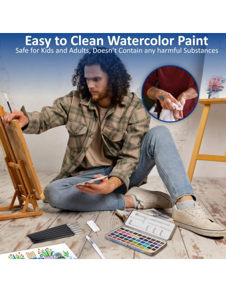 Juego de Pinturas Acuareladas Flynxo - 50 Colores Brillantes