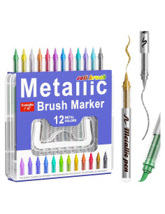 Marcadores Metálicos DICEKOO 12 Colores Punta Pincel 1-5mm