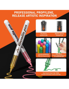 Marcadores Metálicos DICEKOO 12 Colores Punta Pincel 1-5mm 2