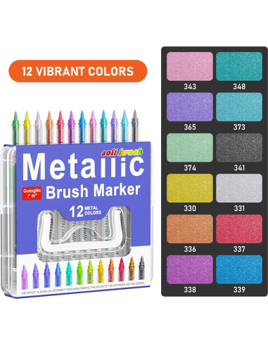 Marcadores Metálicos DICEKOO 12 Colores Punta Pincel 1-5mm