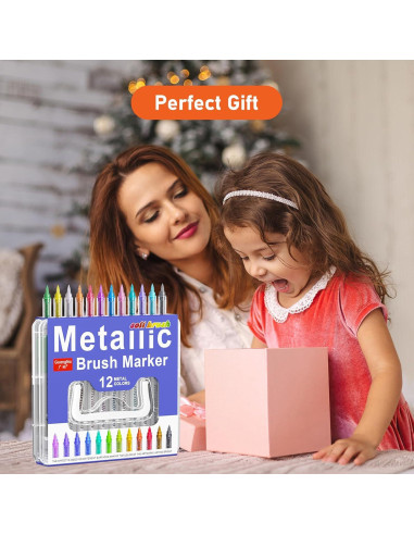 Marcadores Metálicos DICEKOO 12 Colores Punta Pincel 1-5mm