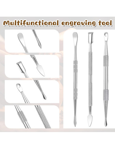 Herramientas de Escultura en Arcilla Larrel - Acero Inoxidable, 3 Piezas