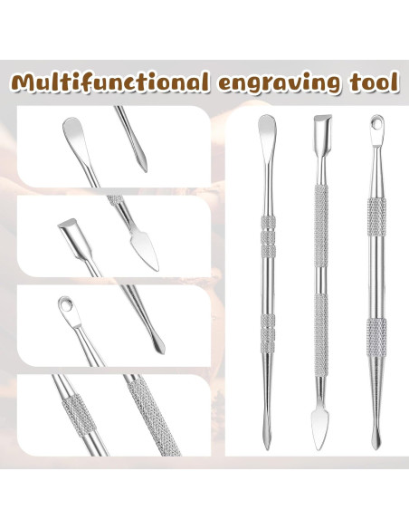 Herramientas de Escultura en Arcilla Larrel - Acero Inoxidable, 3 Piezas